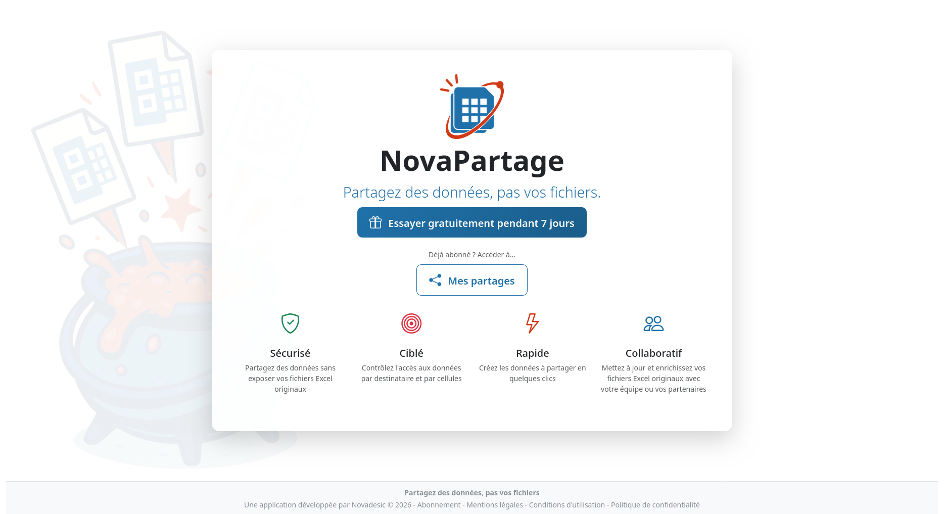 Capture NovaPartage - Ecran d'accueil